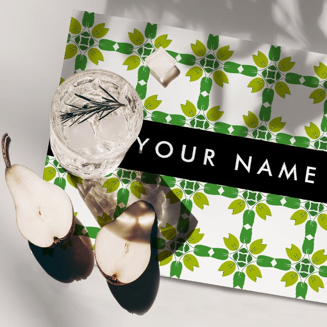 Leaf Pattern, Green Leaves, Your Name Cloth Placemat (Creator Uploaded)