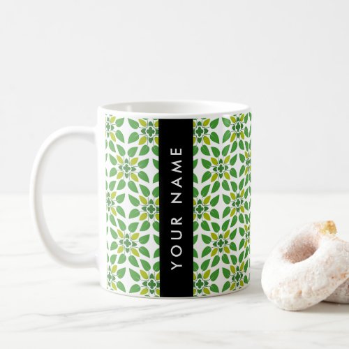 Leaf Pattern Green Leaves Your Name Coffee Mug