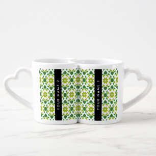 Leaf Pattern, Green Leaves, Your Name Coffee Mug Set