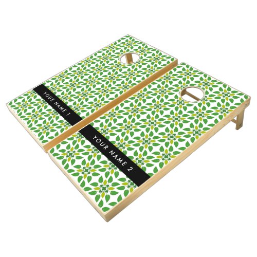 Leaf Pattern Green Leaves Your Name Cornhole Set