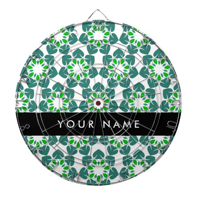 Leaf Pattern, Green Leaves, Your Name Dart Board (Front)