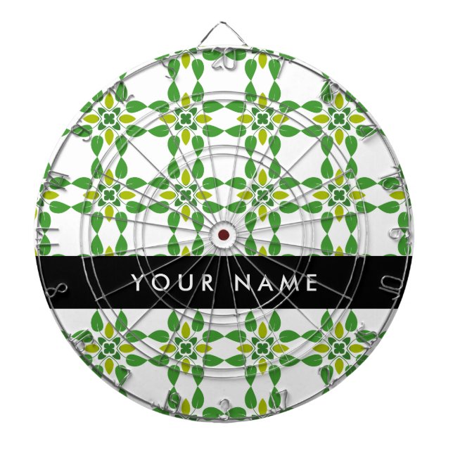Leaf Pattern, Green Leaves, Your Name Dart Board (Front)