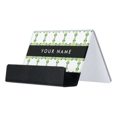 Leaf Pattern Green Leaves Your Name Desk Business Card Holder