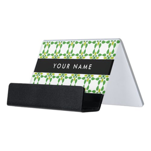 Leaf Pattern Green Leaves Your Name Desk Business Card Holder