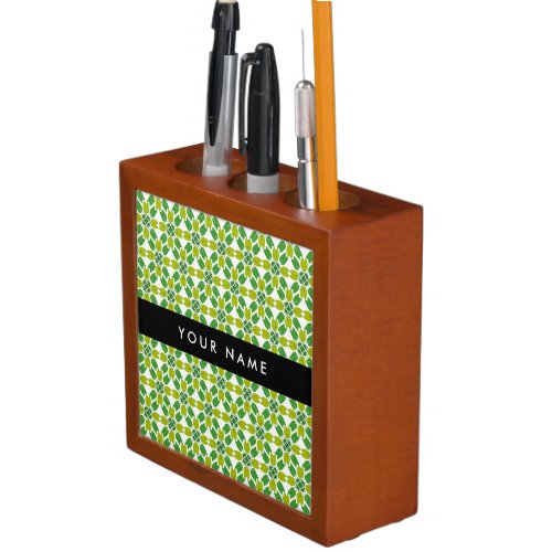 Leaf Pattern Green Leaves Your Name Desk Organizer