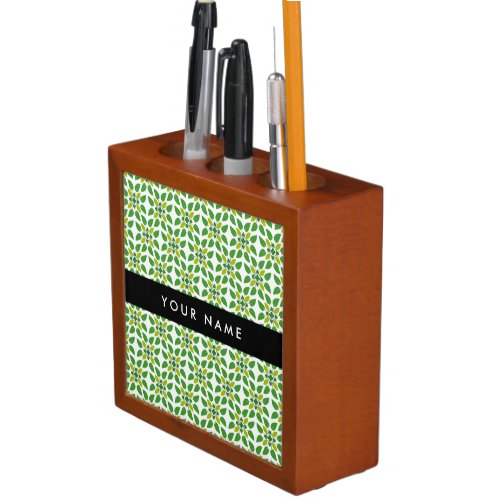 Leaf Pattern Green Leaves Your Name Desk Organizer