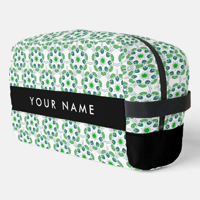 Leaf Pattern, Green Leaves, Your Name Dopp Kit (Left Corner)