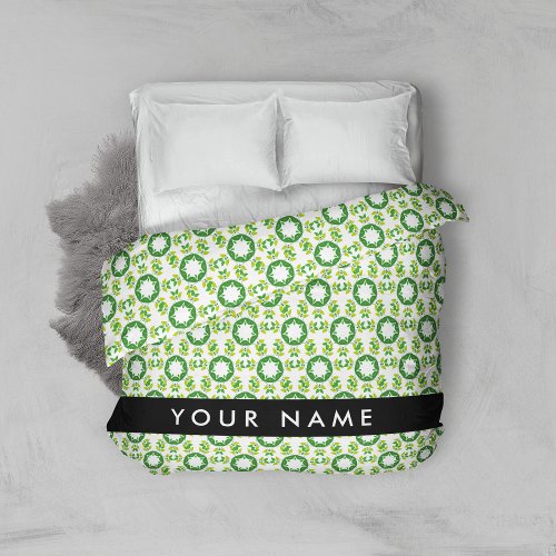 Leaf Pattern Green Leaves Your Name Duvet Cover