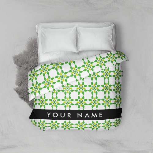 Leaf Pattern Green Leaves Your Name Duvet Cover