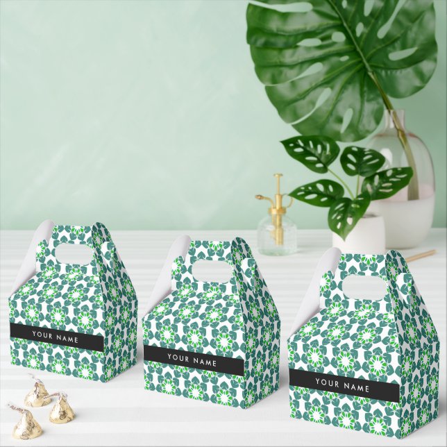 Leaf Pattern, Green Leaves, Your Name Favor Boxes (Multiple)