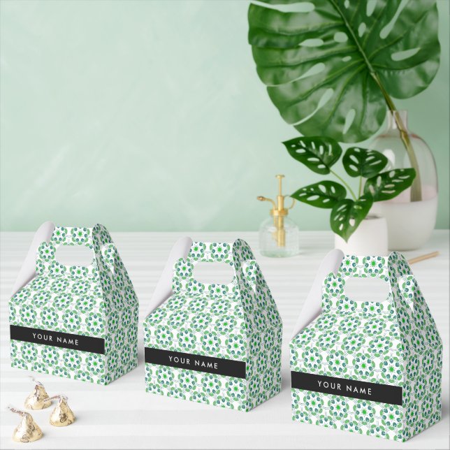 Leaf Pattern, Green Leaves, Your Name Favor Boxes (Multiple)