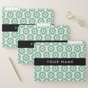 Leaf Pattern, Green Leaves, Your Name File Folder