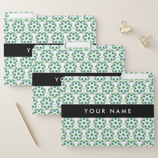 Leaf Pattern, Green Leaves, Your Name File Folder (Set)