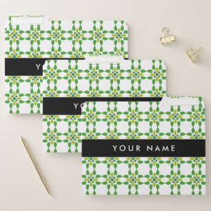 Leaf Pattern, Green Leaves, Your Name File Folder