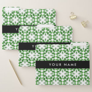 Leaf Pattern, Green Leaves, Your Name File Folder