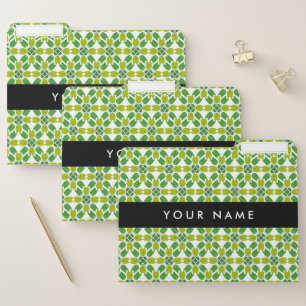 Leaf Pattern, Green Leaves, Your Name File Folder