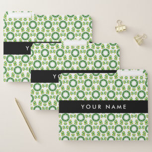 Leaf Pattern, Green Leaves, Your Name File Folder