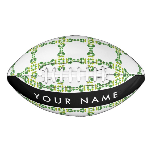Leaf Pattern, Green Leaves, Your Name Football (Front)