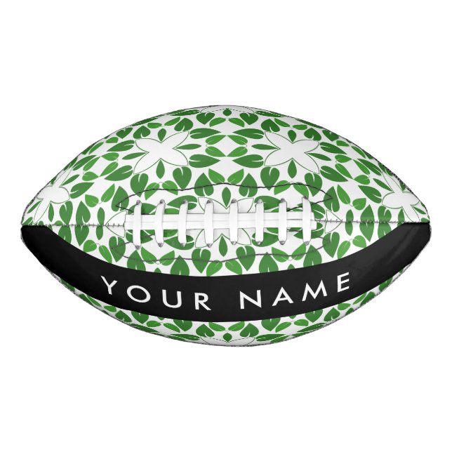 Leaf Pattern, Green Leaves, Your Name Football (Front)