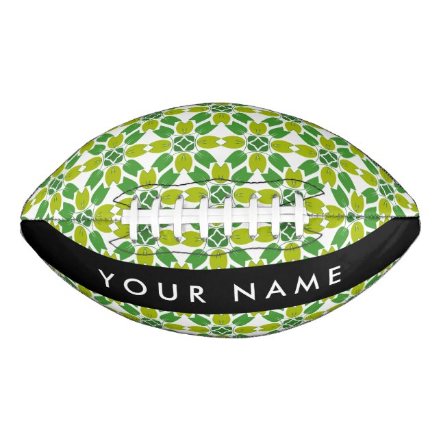 Leaf Pattern, Green Leaves, Your Name Football (Front)