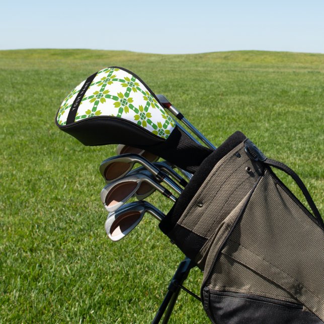 Leaf Pattern, Green Leaves, Your Name Golf Head Cover (In Situ)
