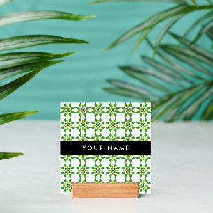 Leaf Pattern, Green Leaves, Your Name Holder