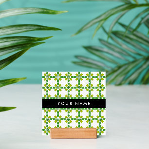 Leaf Pattern, Green Leaves, Your Name Holder