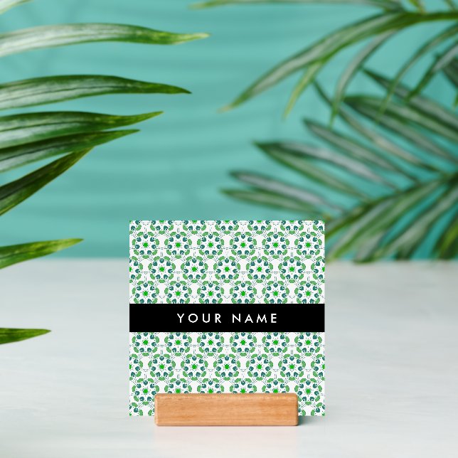 Leaf Pattern, Green Leaves, Your Name Holder (Insitu 2 (Back))