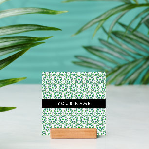 Leaf Pattern, Green Leaves, Your Name Holder
