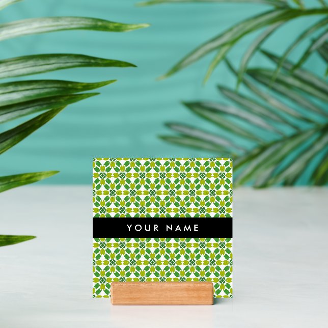 Leaf Pattern, Green Leaves, Your Name Holder (Insitu 2 (Back))