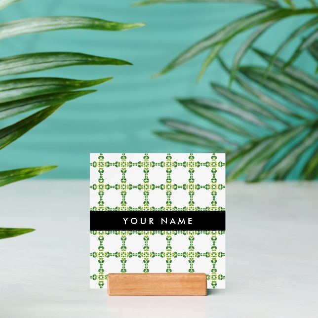 Leaf Pattern, Green Leaves, Your Name Holder (Insitu 2 (Back))