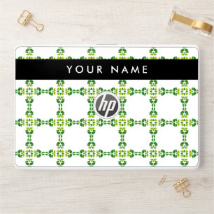 Leaf Pattern, Green Leaves, Your Name HP Laptop Skin