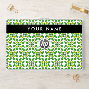 Leaf Pattern, Green Leaves, Your Name HP Laptop Skin