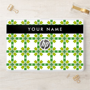 Leaf Pattern, Green Leaves, Your Name HP Laptop Skin