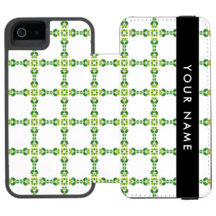 Leaf Pattern, Green Leaves, Your Name iPhone SE/5/5s Wallet Case