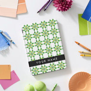 Leaf Pattern, Green Leaves, Your Name iPad Pro Cover