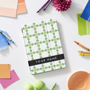 Leaf Pattern, Green Leaves, Your Name iPad Pro Cover