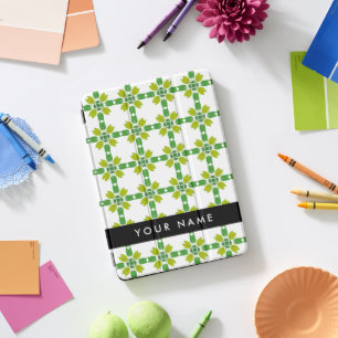 Leaf Pattern, Green Leaves, Your Name iPad Pro Cover