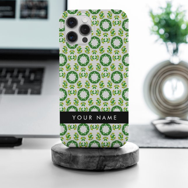 Leaf Pattern, Green Leaves, Your Name iPhone Case (Creator Uploaded)