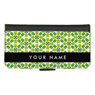 Leaf Pattern, Green Leaves, Your Name iPhone 8/7 Wallet Case