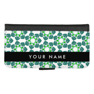 Leaf Pattern, Green Leaves, Your Name iPhone 8/7 Wallet Case