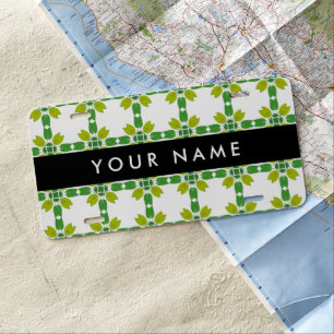 Leaf Pattern, Green Leaves, Your Name License Plate