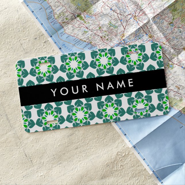 Leaf Pattern, Green Leaves, Your Name License Plate (In Situ)