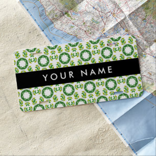 Leaf Pattern, Green Leaves, Your Name License Plate