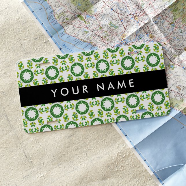 Leaf Pattern, Green Leaves, Your Name License Plate (In Situ)