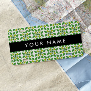Leaf Pattern, Green Leaves, Your Name License Plate