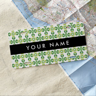 Leaf Pattern, Green Leaves, Your Name License Plate