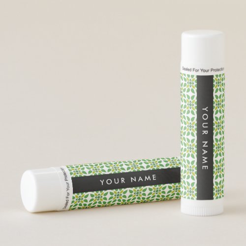 Leaf Pattern Green Leaves Your Name Lip Balm