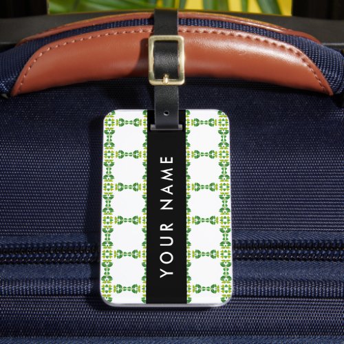 Leaf Pattern Green Leaves Your Name Luggage Tag