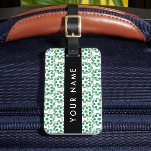 Leaf Pattern Green Leaves Your Name Luggage Tag